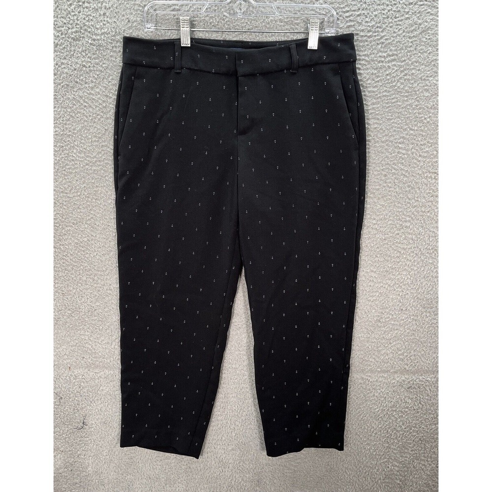 Old Navy Pants Womens 10 Black Anchor Print Harper Mid Rise Ankle Nautical